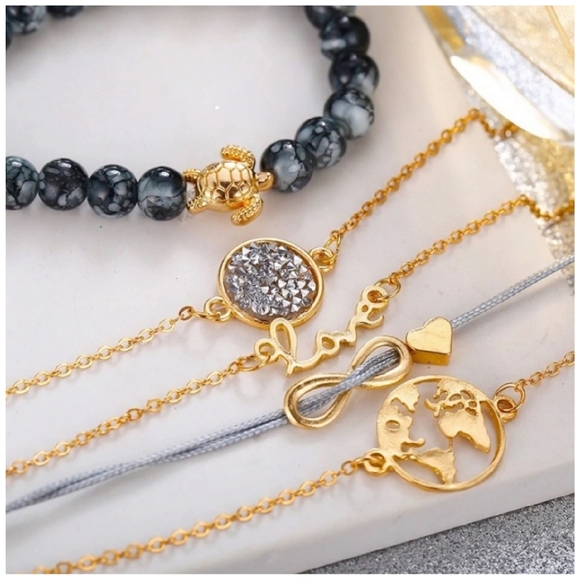 SALE 🎈5 Piece Marbled Bead Bangles Set. - Picture 4 of 4